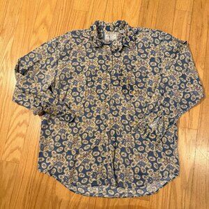 Bugle Boy Co. Women's Large Floral Cotton Button Down Long Sleeve Shirt Vintage